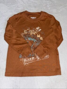 (3 for $10) OshKosh B'gosh Rust Brown Long-Sleeve Dinosaur Tee